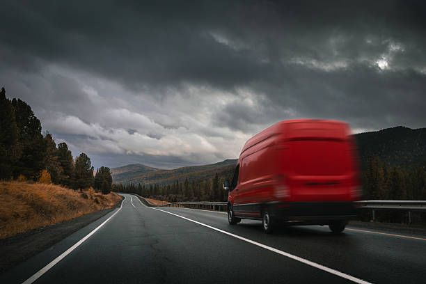 delivery van on the country road