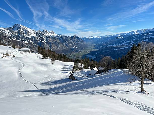 istock Winter atmosphere in spacious subalpine valley Seeztal along the Seez River between Lake Walensee and the Rheintal Valley, Walenstadtberg - Canton of St. Gallen, Switzerland (Schweiz) 2225274660