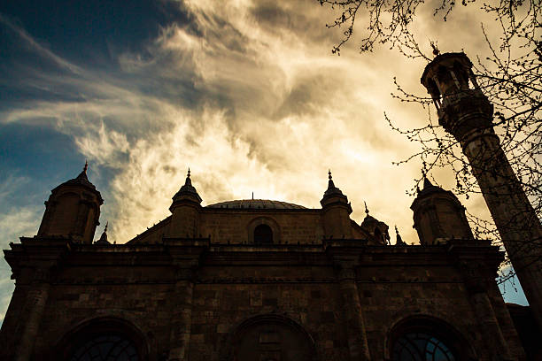 Sunset on the city of Novi Sad, buildings, churches, houses