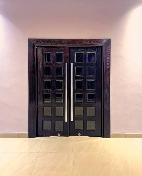 Close up large conference room door