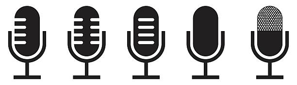 Microphone Icons set. different microphone icon. Karaoke mic. Podcast microphone. web and mobile icons. vector illustration Microphone Icons set. different microphone icon. Karaoke mic. Podcast microphone. web and mobile icons. vector illustration microphone stock illustrations