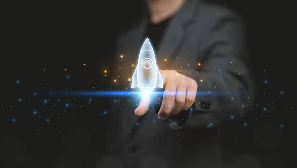 istock Startup business start-up with technology background as a rocket image conveying the idea of ​​launching a well-planned new business. 2225296351