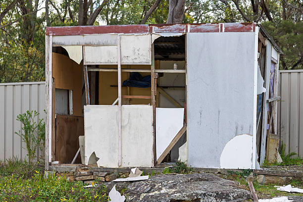 istock A garden shed destroyed by a winter wind storm 2225298585