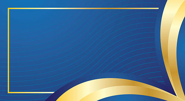istock Golden lines curved wavy luxury style on modern blue certificate background 2225302903