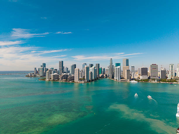 istock Brickell building in Miami downtown. Brickell skyline with skyscraper architecture. City skyline. Aerial view. Miami from Brickell Key in Florida. Skyscraper in downtown city. Cityscape skyline 2225303715