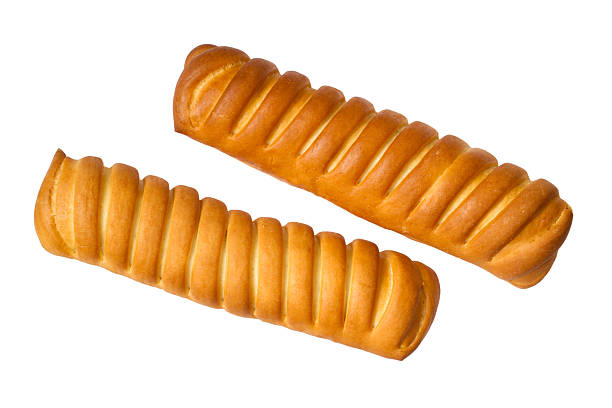 istock Two sweet striped buns on a white background. 2225303795