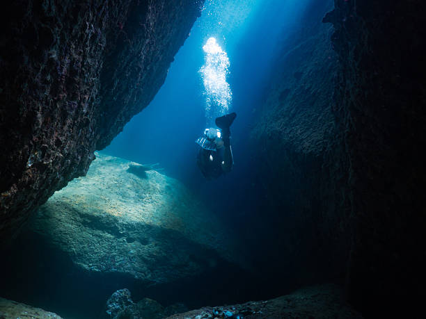 istock Scuba Diver Exploring Underwater Cave and Rock Formations in Thailand 2225310713