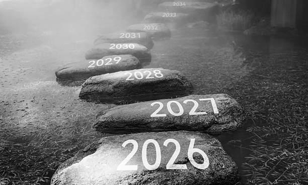 istock New year number 2026, 2027, 2028, 2029 on stepping stones 2225310763