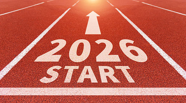 istock Running track with new year number 2026 2225310798