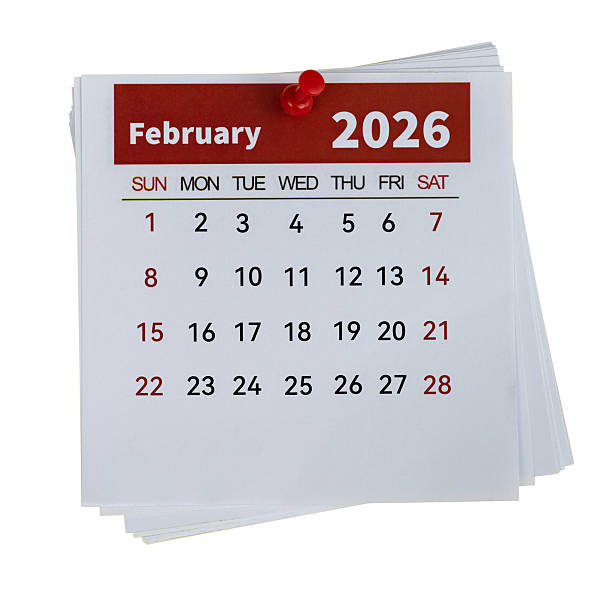 istock 2026 February calendar on white background 2225310865
