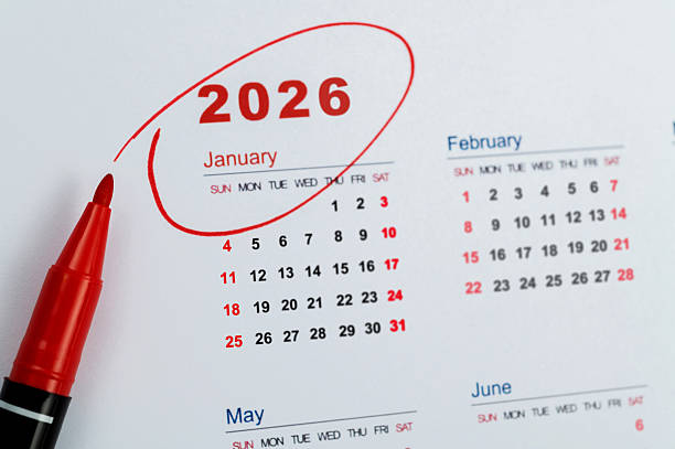 istock Red mark on the calendar at January 2026 2225310870