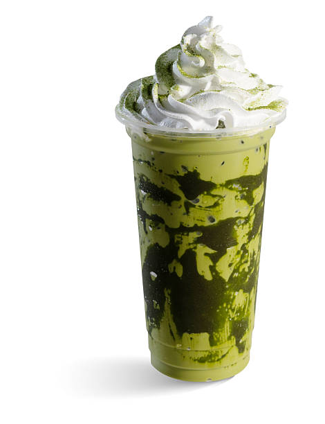 Iced matcha frappe with whipped cream topping