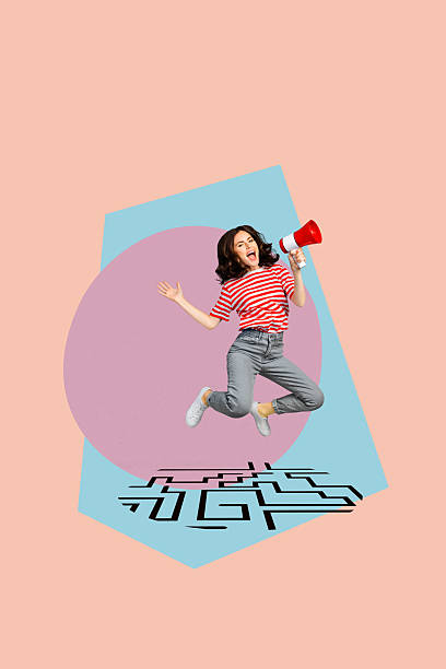 istock Collage of cheerful person jumping with joy after solving business labyrinth problem on abstract background 2225316397