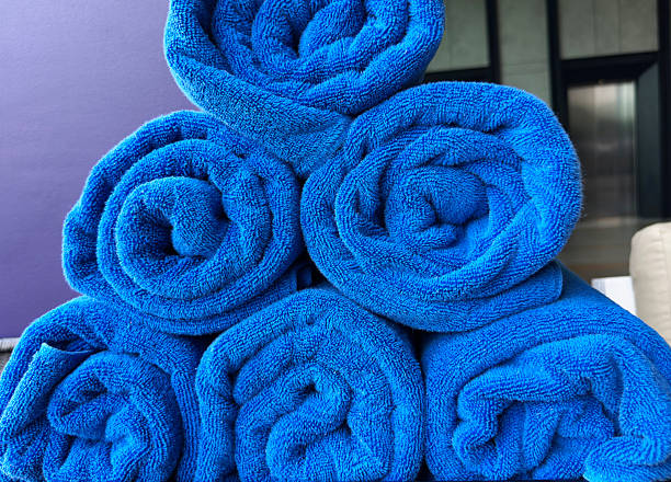 Close up pile of clean towels