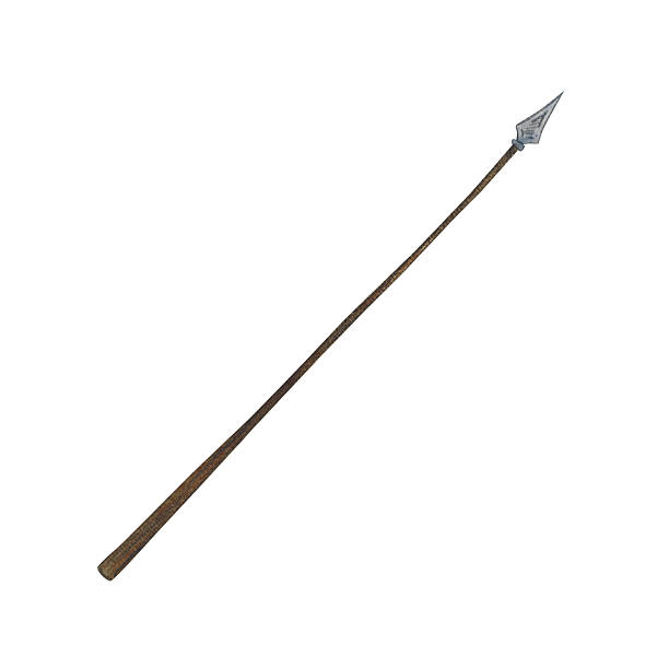 istock Spear, medieval weapon. Watercolor illustration hand drawn, cartoon. Drawing for stickers, scrapbooking. Knight, warrior, spear, weapon, history, old, wooden, stick 2225323168