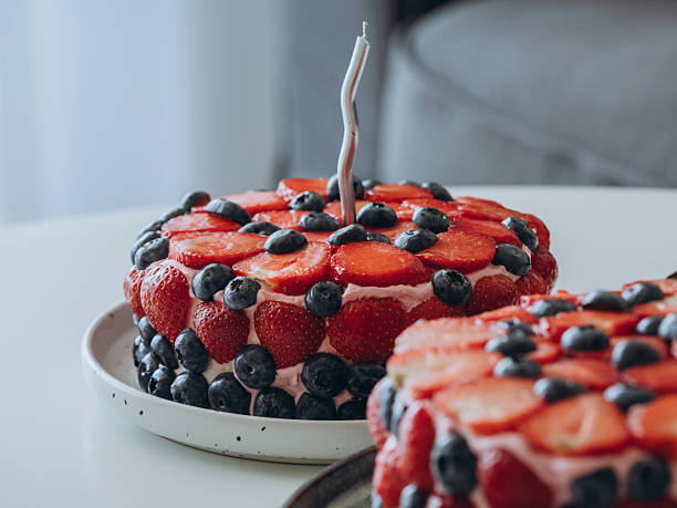 Homemade birthday cakes with berry decor