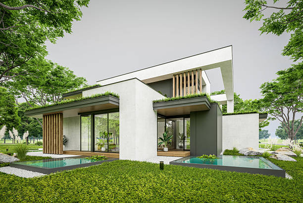 istock 3d rendering of two-story house with concrete facade overcast 2225338329