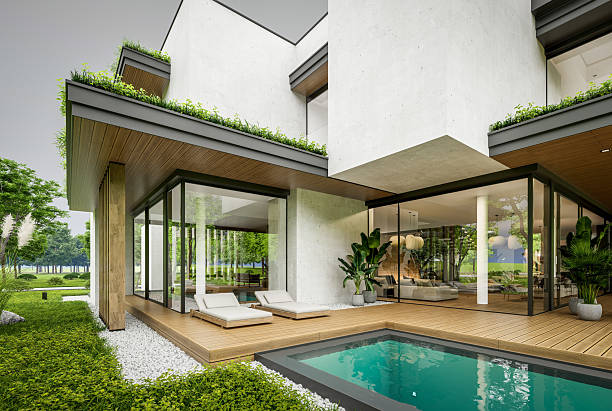 istock 3d rendering of two-story house with concrete facade overcast 2225338554