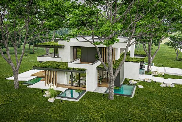 istock 3d rendering of two-story house with concrete facade overcast 2225338804