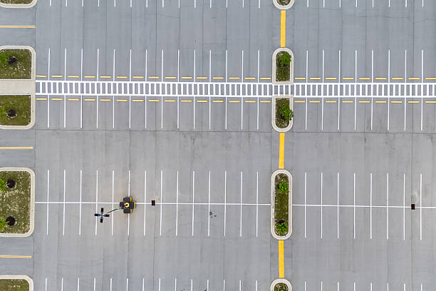 istock Pedestrian crossing in empty parking lot. 2225346921