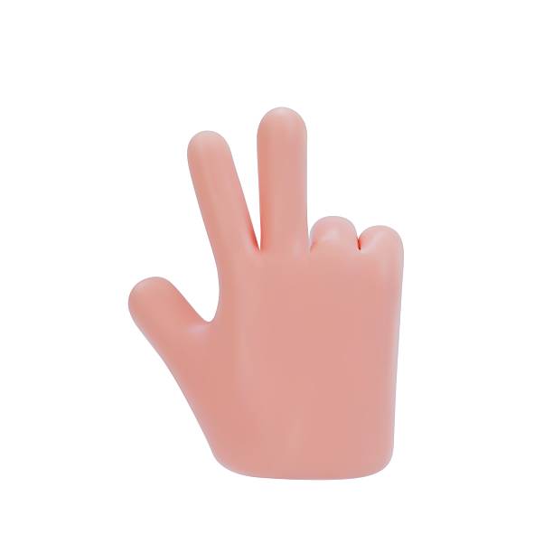 istock Stylized hand with 3 fingers spread out, back of palm. Can represent the number 3. Vector illustration in 3d style on isolated white background. 2225347789