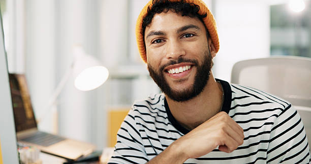 istock Creative, web design and portrait of man in office for software, website update and online interface. Graphic designer, professional and person on computer for project, digital agency and internet 2225351955