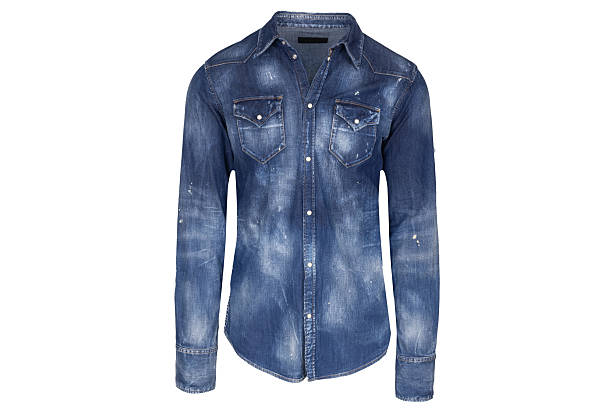 istock Classic Faded Denim Shirt with Snap Buttons 2225352364