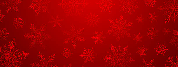 istock Christmas illustration with various snowflakes in red. 2225358293