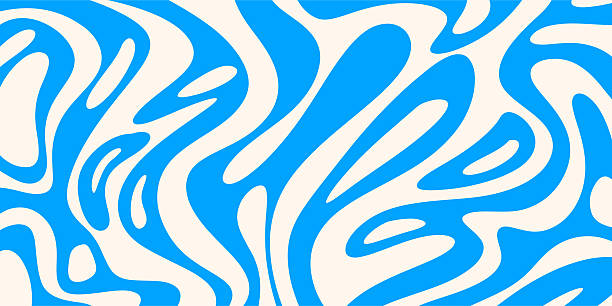 Blue wavy lines abstract background. Smooth Water Flow Ripple Lines. Waves, swirl and twirl pattern. Twisted distorted vector texture
