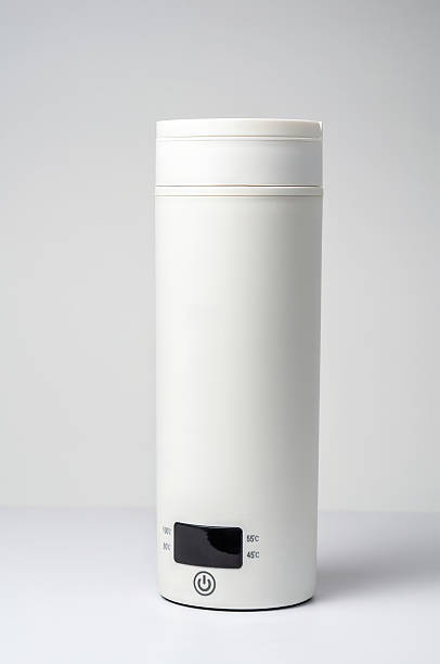 istock A smart, white thermos with a digital temperature display, perfect for drinks on the go. 2225360802