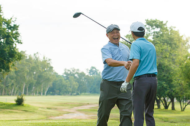 istock Asian man and elderly father are enjoy playing golf together with a good time. 2225366183