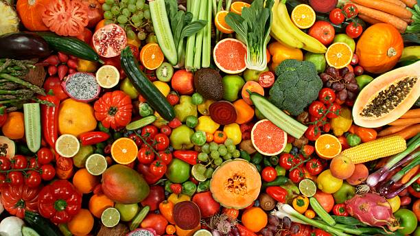 istock Different Types of Fresh Fruit and Vegetables on a Pile 2225370779