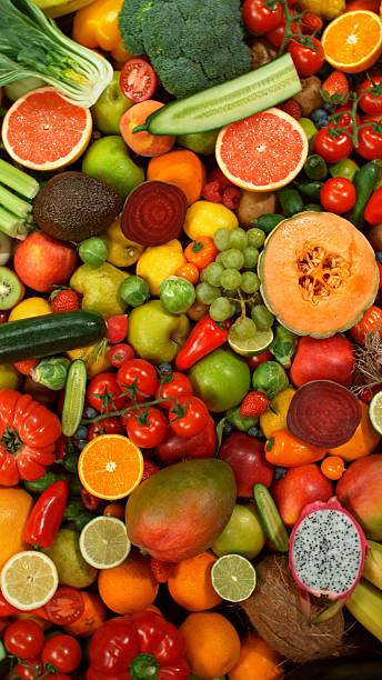 istock Different Types of Fresh Fruit and Vegetables on a Pile 2225370814