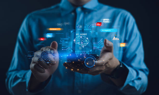 istock AI agent automation chatbot, virtual assistant artificial intelligence A person holds digital technology elements representing and data processing. digital communication and generative AI technology 2225373566