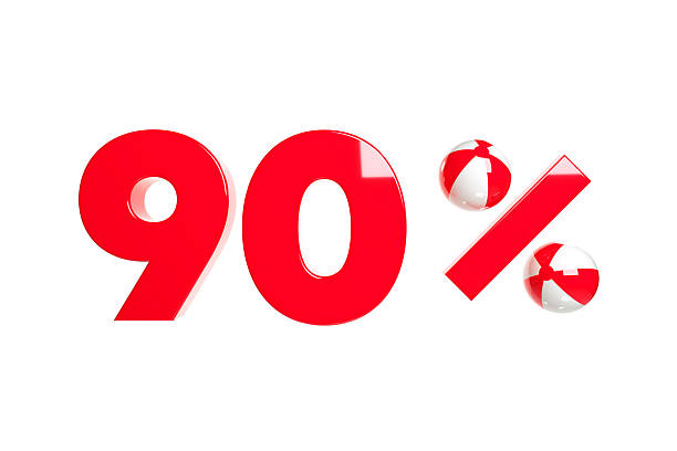 90% Summer Sale And Beach Ball On White Background