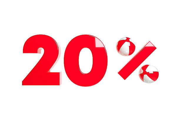 20% Summer Sale And Beach Ball On White Background