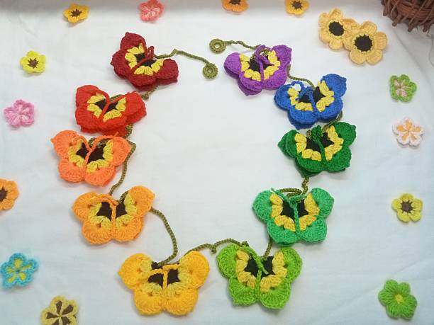 istock Crochet butterfly handmade for decoration, illustration, background texture 2225381402