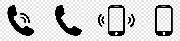 Ringing phone icon set. Telephone call sign. Smartphone ringing symbol. Vector illustration