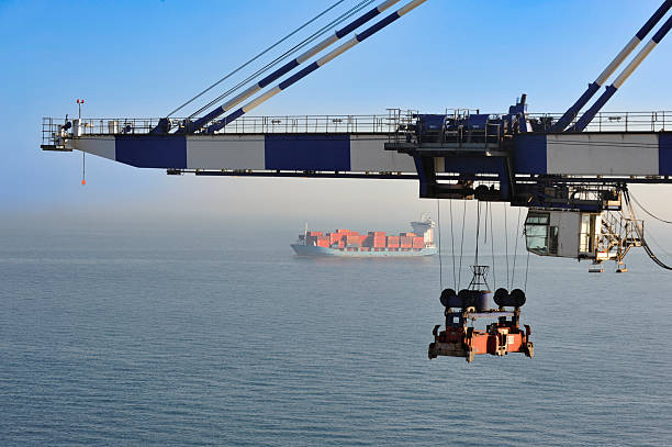 Container ship in import export and business logistic, International transportation, Business logistics concept