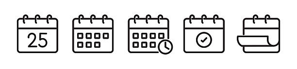 ilustrații de stoc cu set de pictograme calendar. conține termene limită de întâlnire. eveniment reminder. programul de puncte. program. managementul timpului. notificare calendar. ilustrație vectorială - agendă