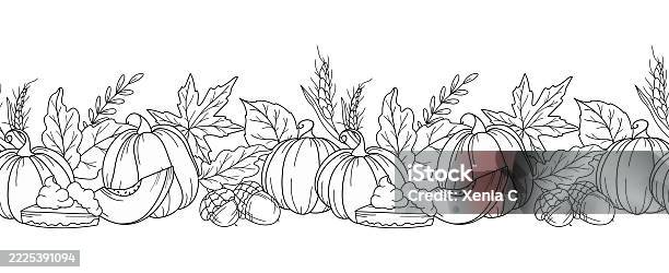 Line Pattern Fall Fall Seamless Design Horizontal Fall Background Autumn Line Art Drawing ...