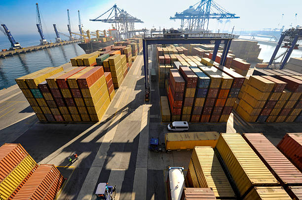 istock Stack of containers box. Cargo Freight Shipping of Container Logistics Industry concept 2225391656