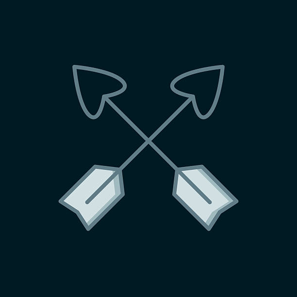 Line Crossed arrows icon isolated on black background. Flat filled outline style with shadow. Vector Line Crossed arrows icon isolated on black background. Flat filled outline style with shadow. Vector. cherokee clip art stock illustrations