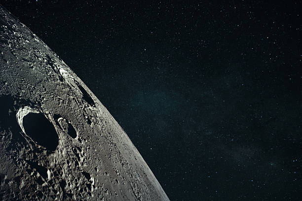 Moon with a clearly visible moon surface in the dark night sky on October 14, 2024 in Overijssel, Netherlands.