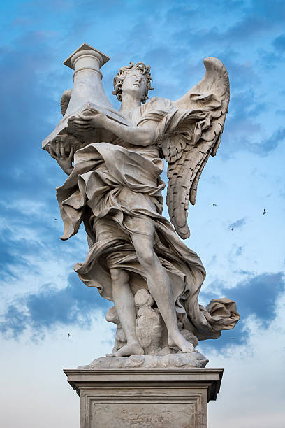 istock Marble statue of an angel holding a column. My throne is in the column 2225420206
