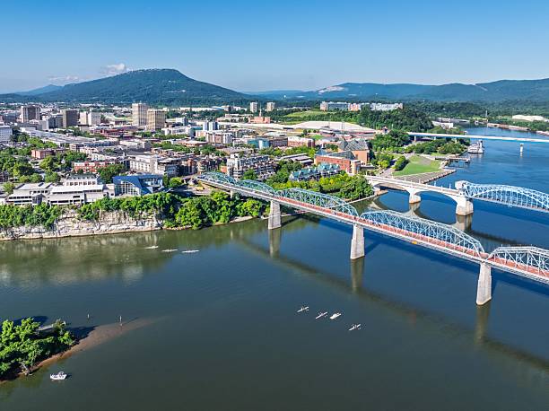 istock Chattanooga Aerial with Rowing Crews on River 2225420663