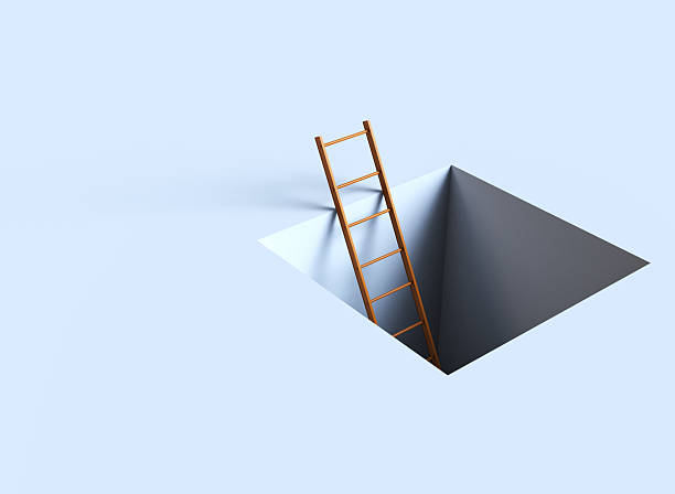 istock Ladder out of the hole from underground with copy space. 2225436840