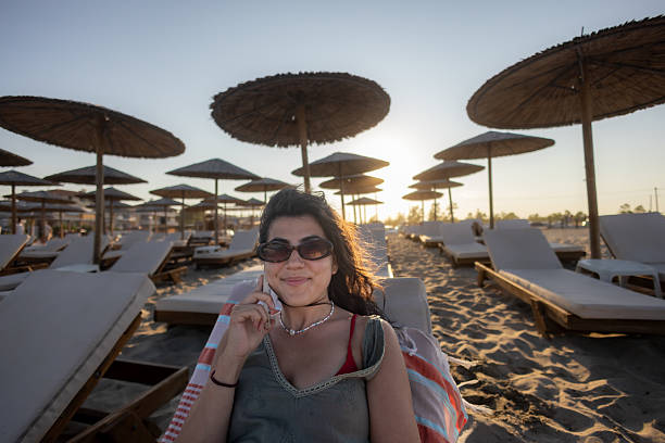 Female Enjoying Sunset on the Beach