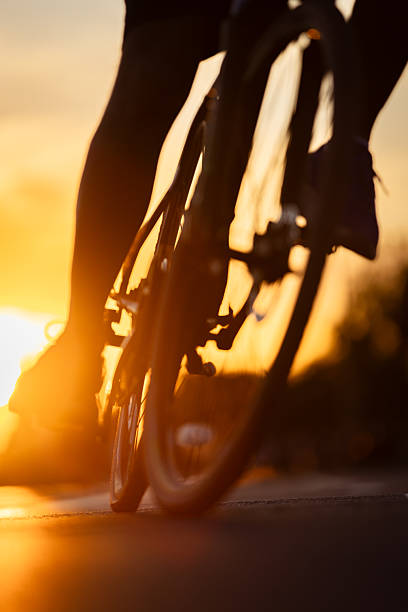 Action shot of a racing cyclist.
