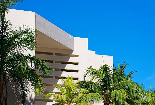 istock Modern tropical architectural scenes with sharp shadows and vibrant blue skies. 2225465046